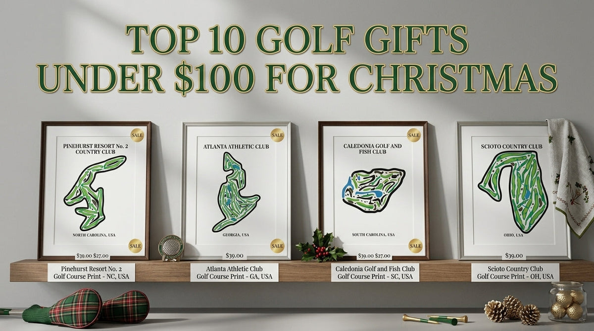 Best golf gifts under $100 for Christmas 2026 including golf course prints and golf towels