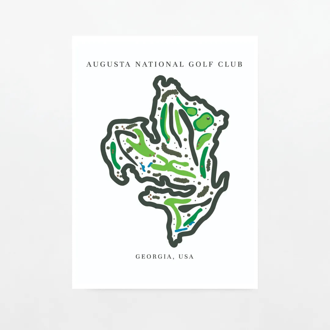 Augusta National Golf Club map print styled as classic golf wall decor
