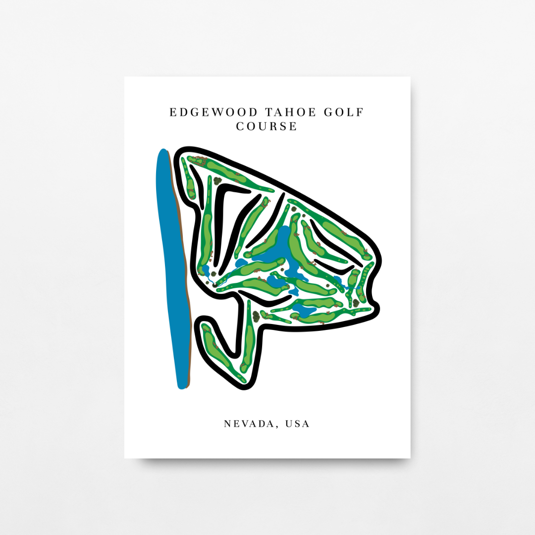 Edgewood Tahoe Golf Course Prints, Nevada, Golf Map Artwork