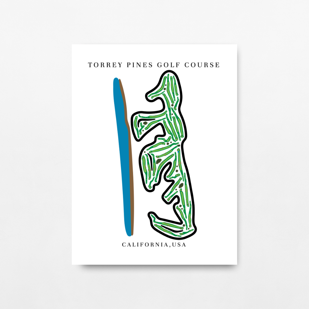 Torrey Pines Golf Course Print, California, Golf Map Artworks