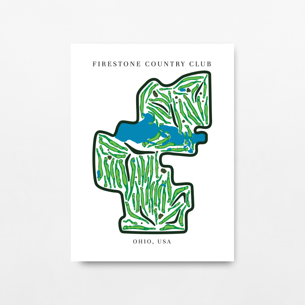 Firestone Country Club Golf Course Prints, Ohio, Golf Map Artwork