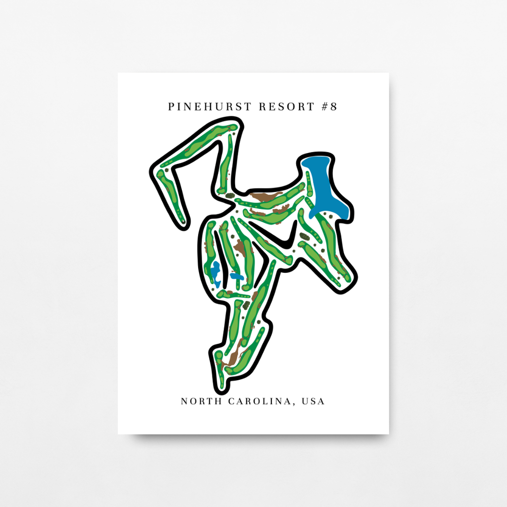 Pinehurst Resort #8 Golf Course Prints, North Carolina, Golf Map Artwork