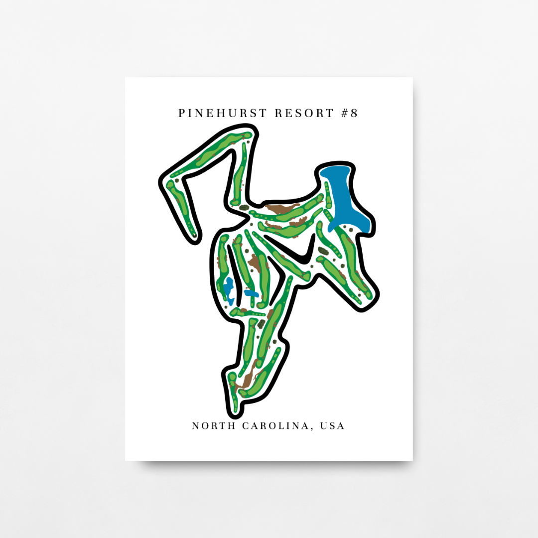 Pinehurst Resort #8 Golf Course Prints, North Carolina, Golf Map Artwork