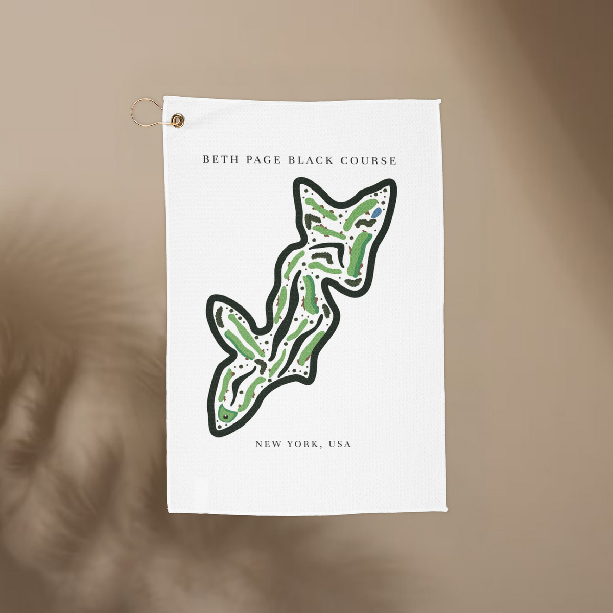 Beth Page Black Golf Course Print, New York | Golf Course Print Towels | Golf Course Microfiber