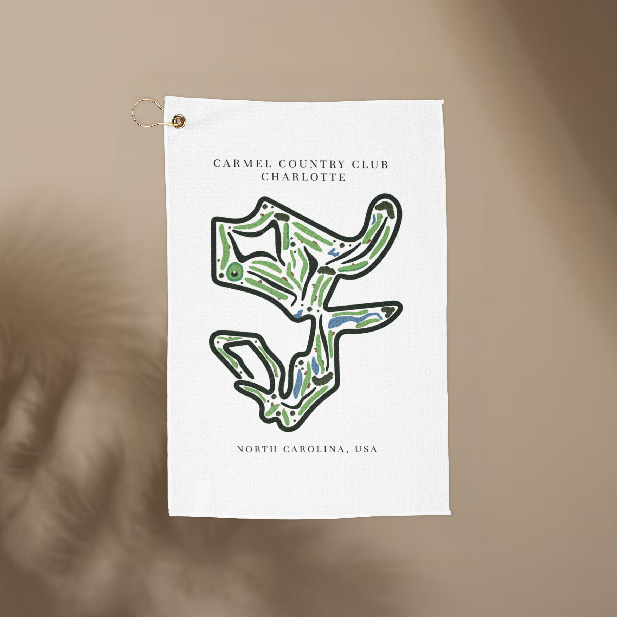 Carmel Country Club Golf Course Print, North Carolina | Golf Course Print Towels | Golf Course Microfiber
