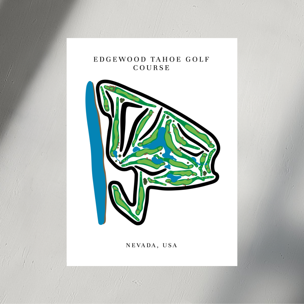 Edgewood Tahoe Golf Course Prints, Nevada, Golf Map Artwork