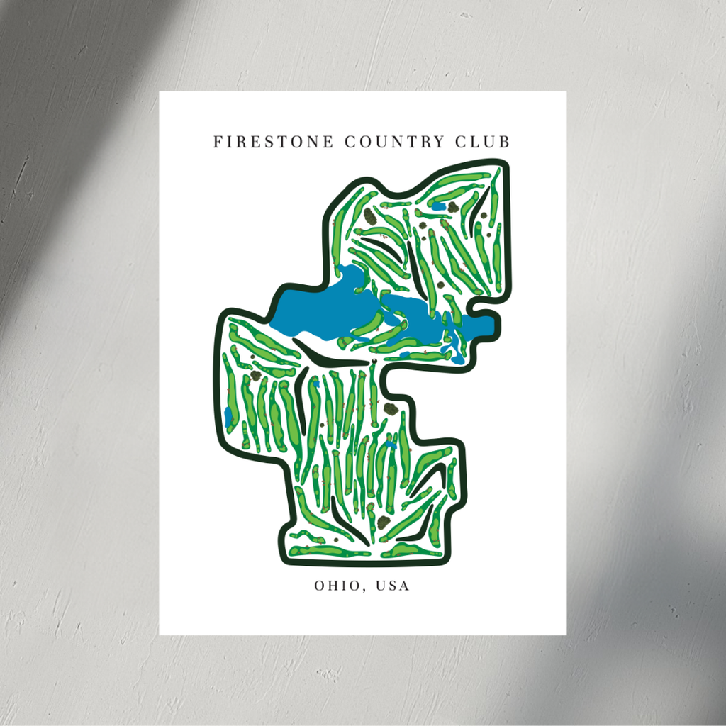 Firestone Country Club Golf Course Prints, Ohio, Golf Map Artwork
