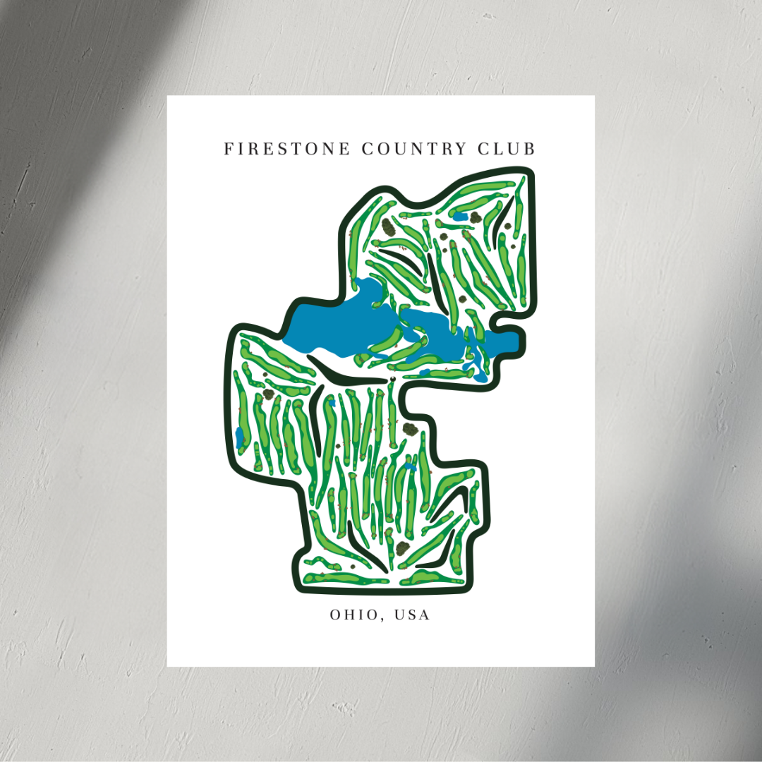 Firestone Country Club Golf Course Prints, Ohio, Golf Map Artwork