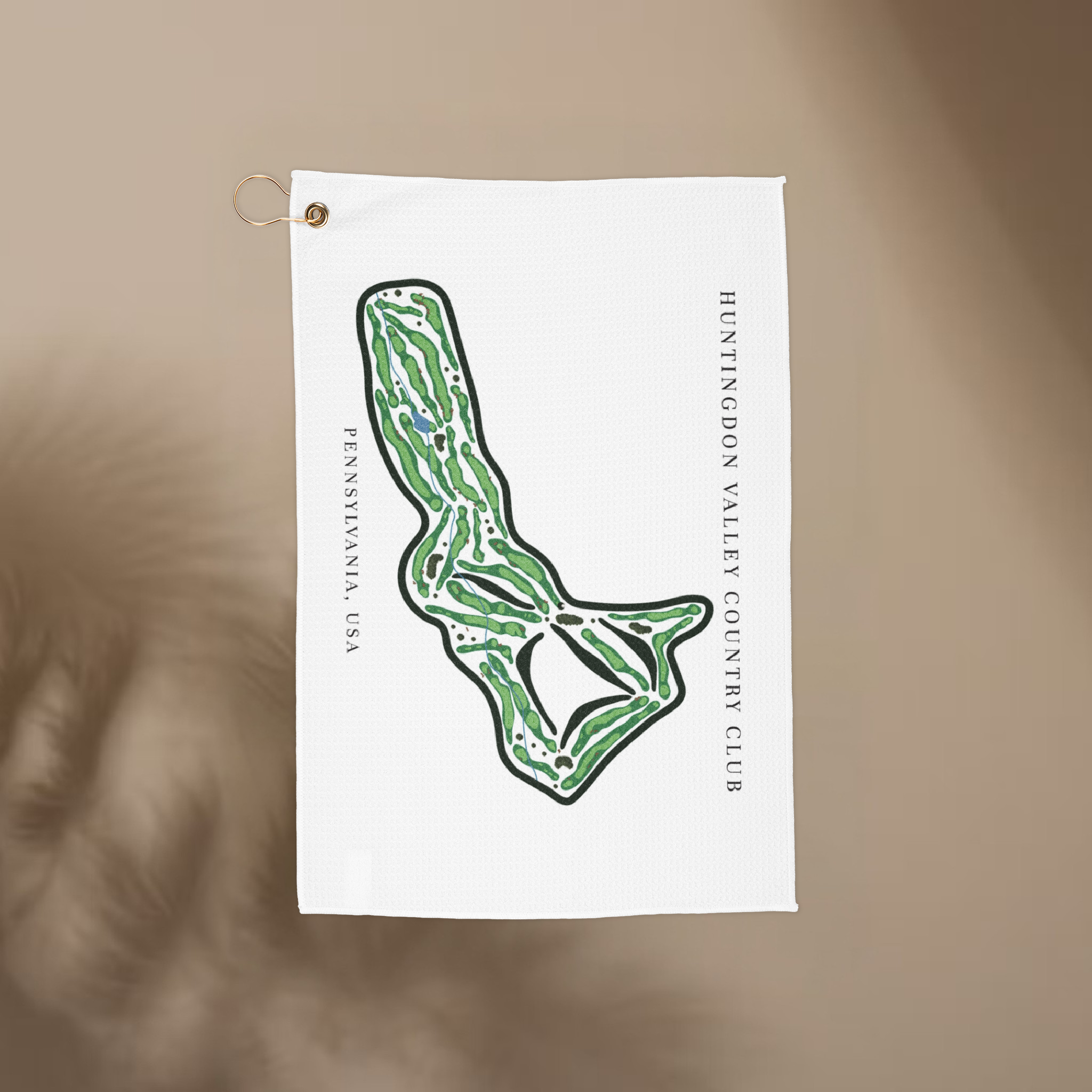 Huntingdon Valley Country Club Golf Course Towel, Pennsylvania | Microfiber Course Map Towel