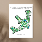 RTJ Golf Trail at The Shoals Schoolmaster Course Golf Course Prints, Alabama, Golf Map Artwork