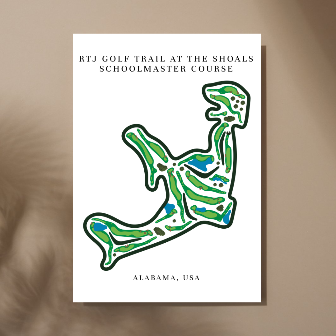 RTJ Golf Trail at The Shoals Schoolmaster Course Golf Course Prints, Alabama, Golf Map Artwork