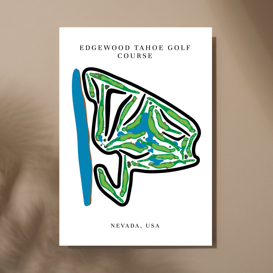 Edgewood Tahoe Golf Course Prints, Nevada, Golf Map Artwork