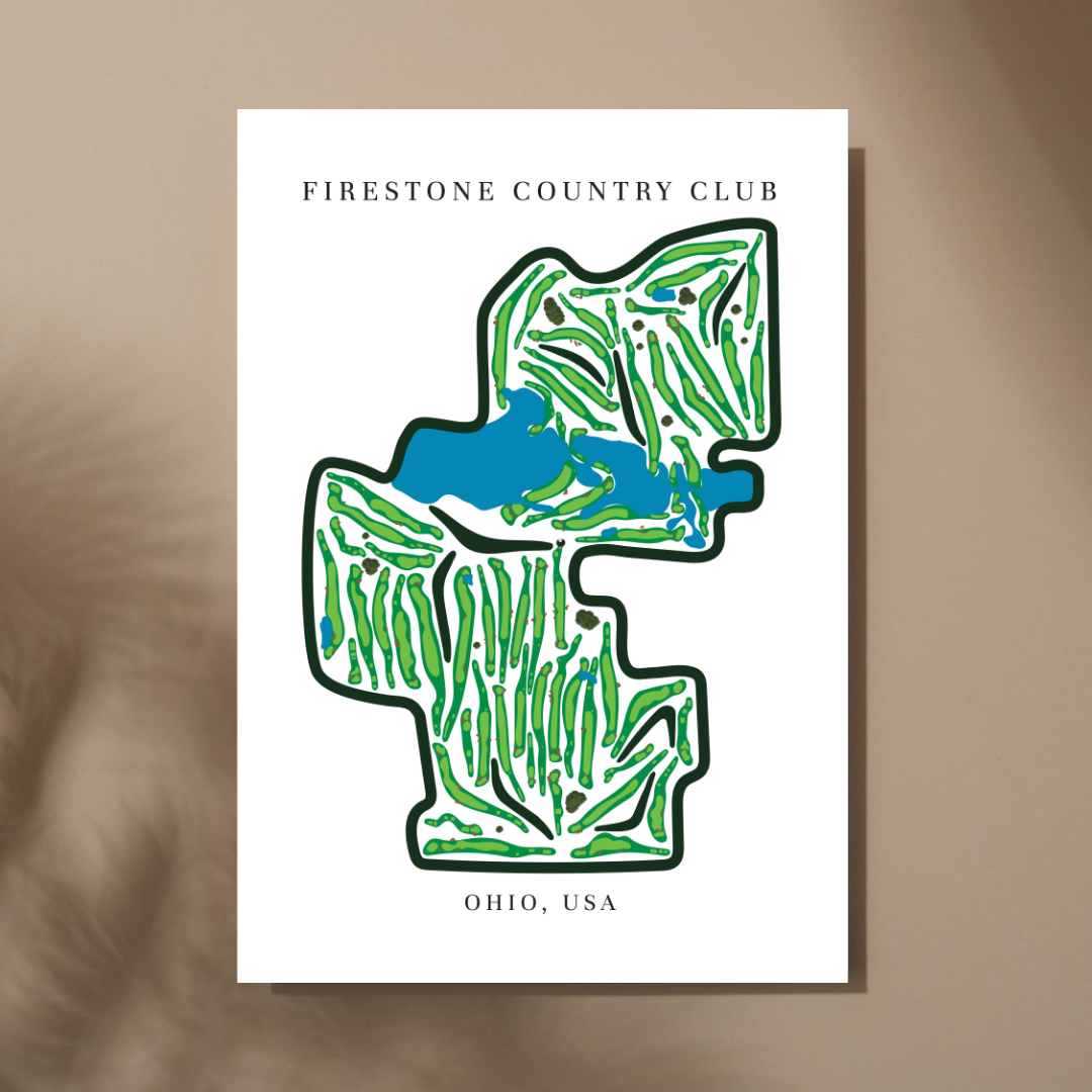 Firestone Country Club Golf Course Prints, Ohio, Golf Map Artwork