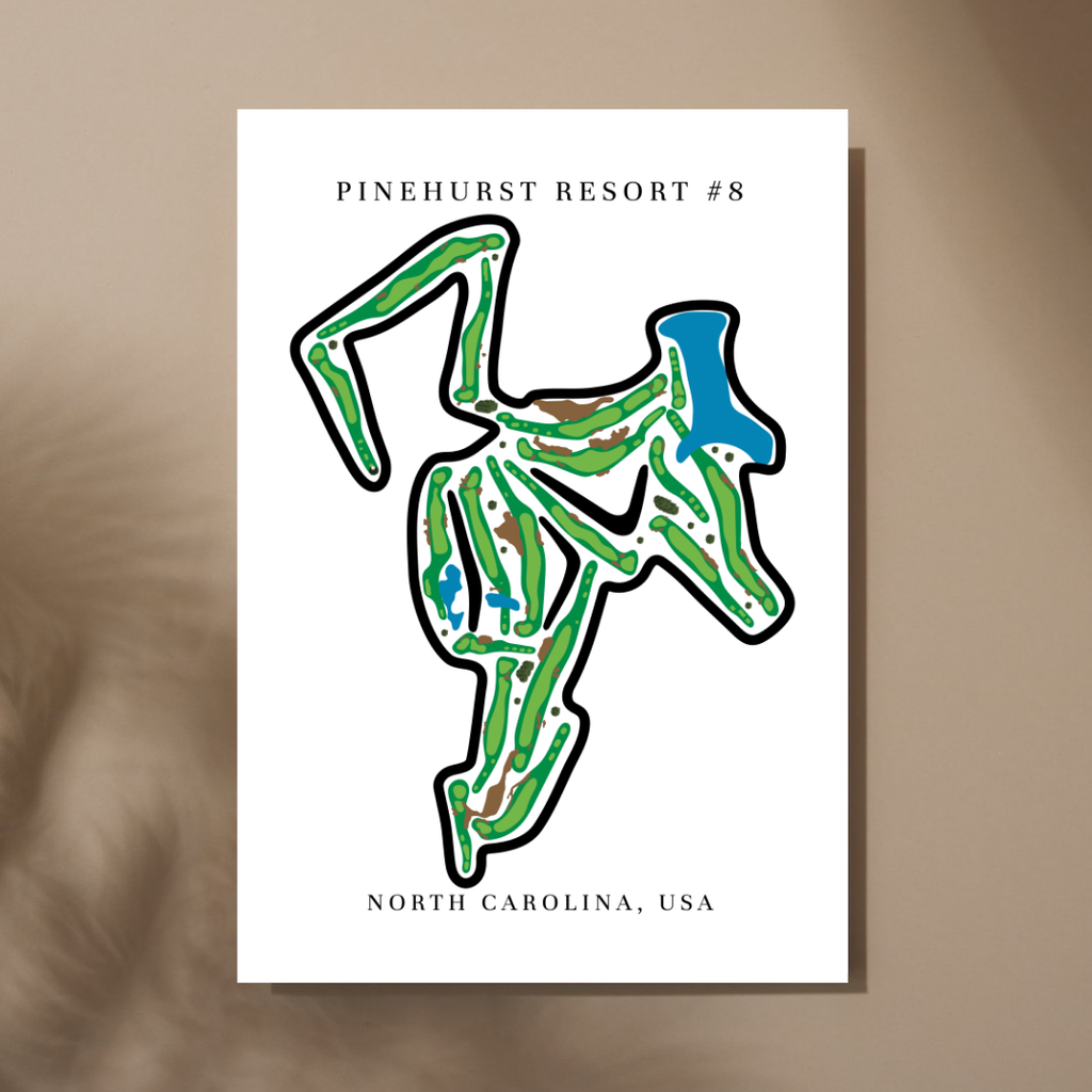 Pinehurst Resort #8 Golf Course Prints, North Carolina, Golf Map Artwork
