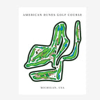 American Dunes Golf Course Prints, Michigan, Golf Map Artwork