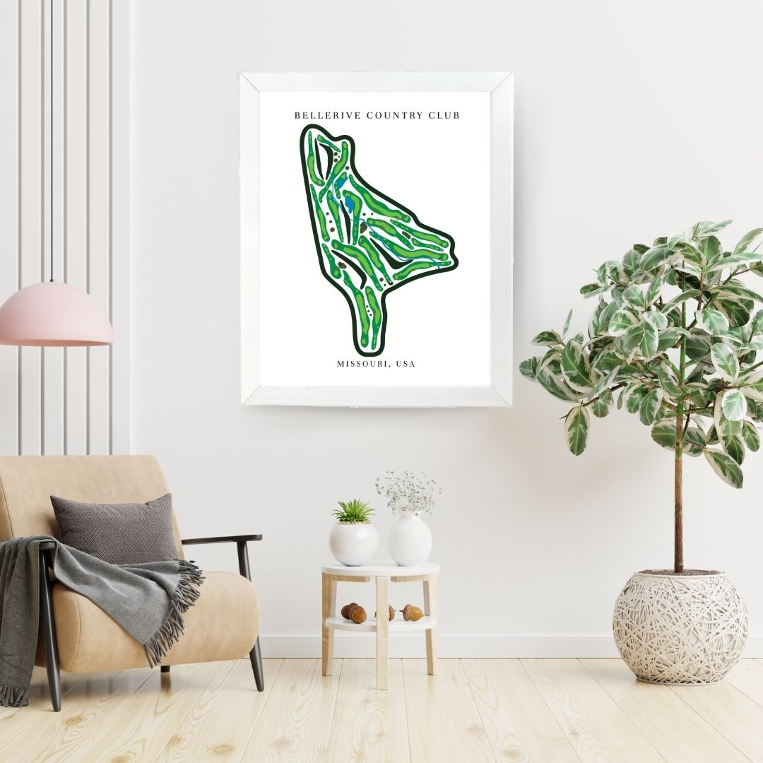 Bellerive Country Club Golf Course Prints, Missouri, Golf Map Artwork