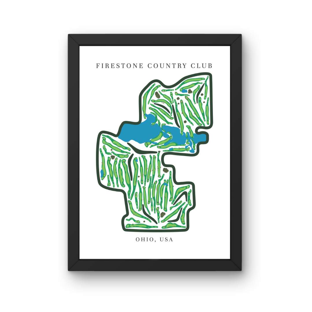 Firestone Country Club Golf Course Prints, Ohio, Golf Map Artwork