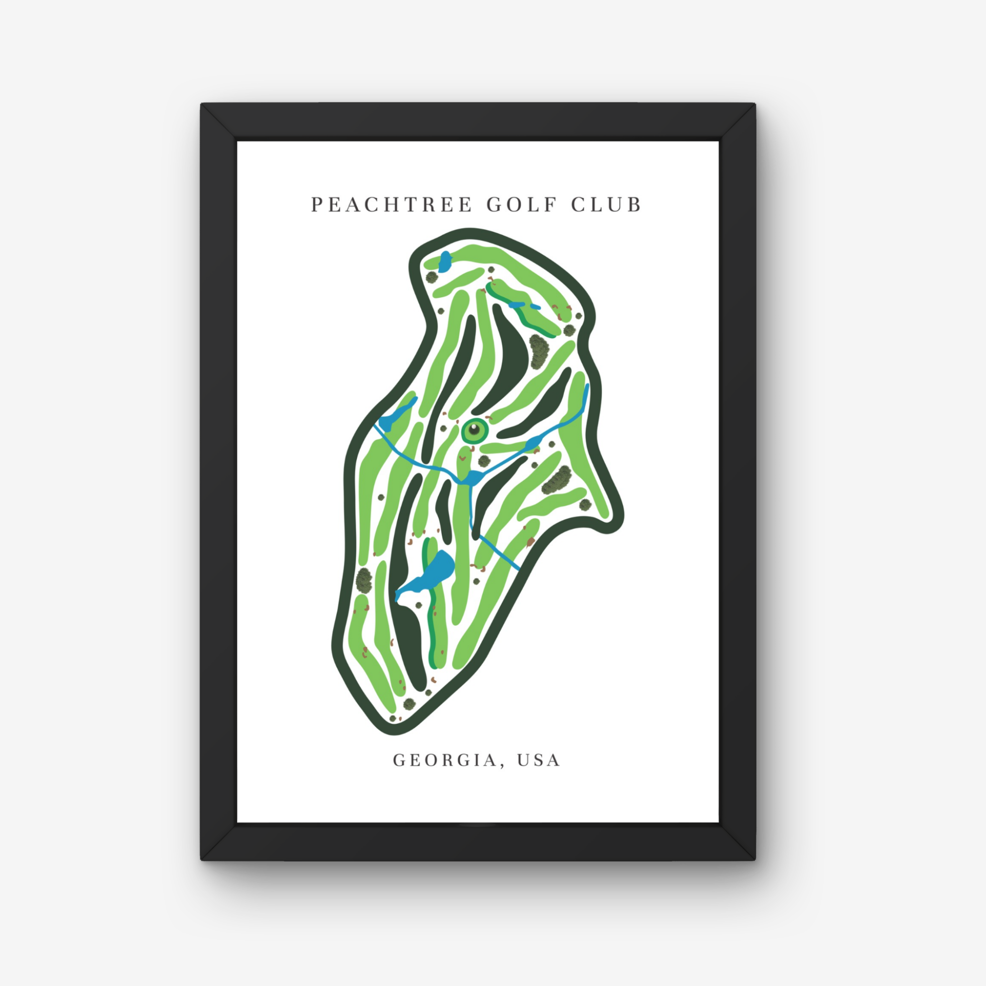 Peachtree Golf Club Golf Course Prints, Georgia, Golf Map Artwork
