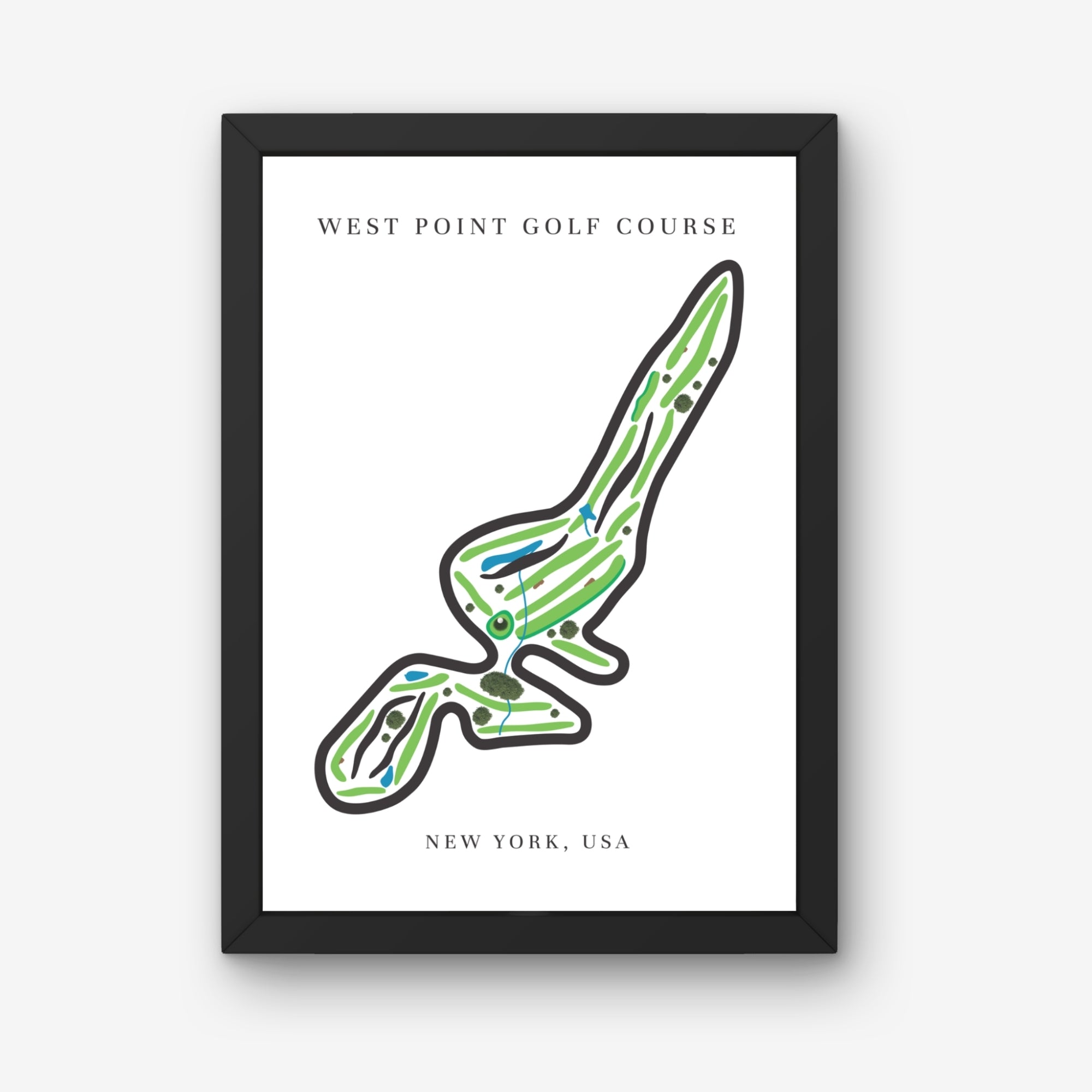 West Point Golf Course Print, New York, Golf Map Artwork