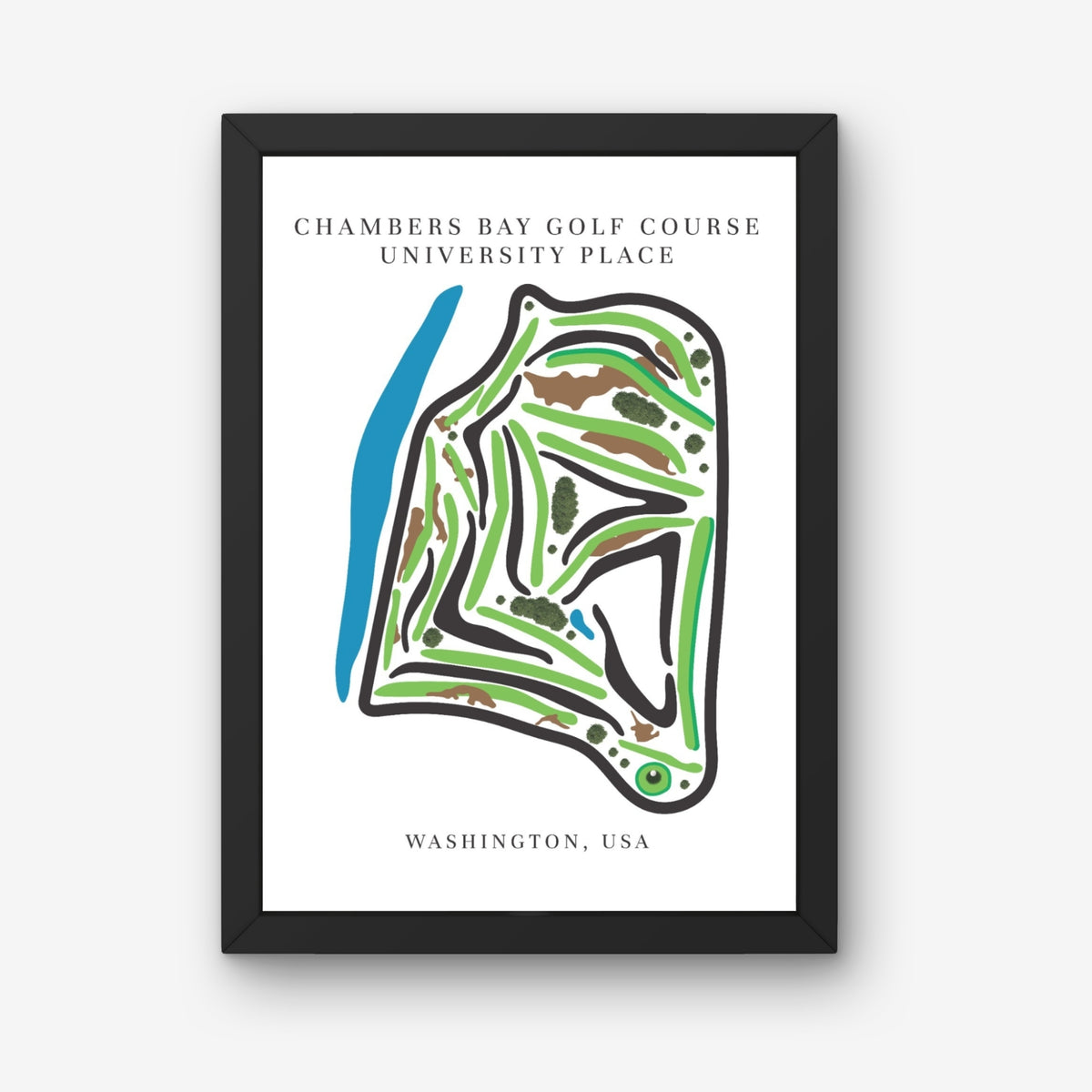 Chambers Bay Golf Course Prints, Washington, Golf Map Artwork