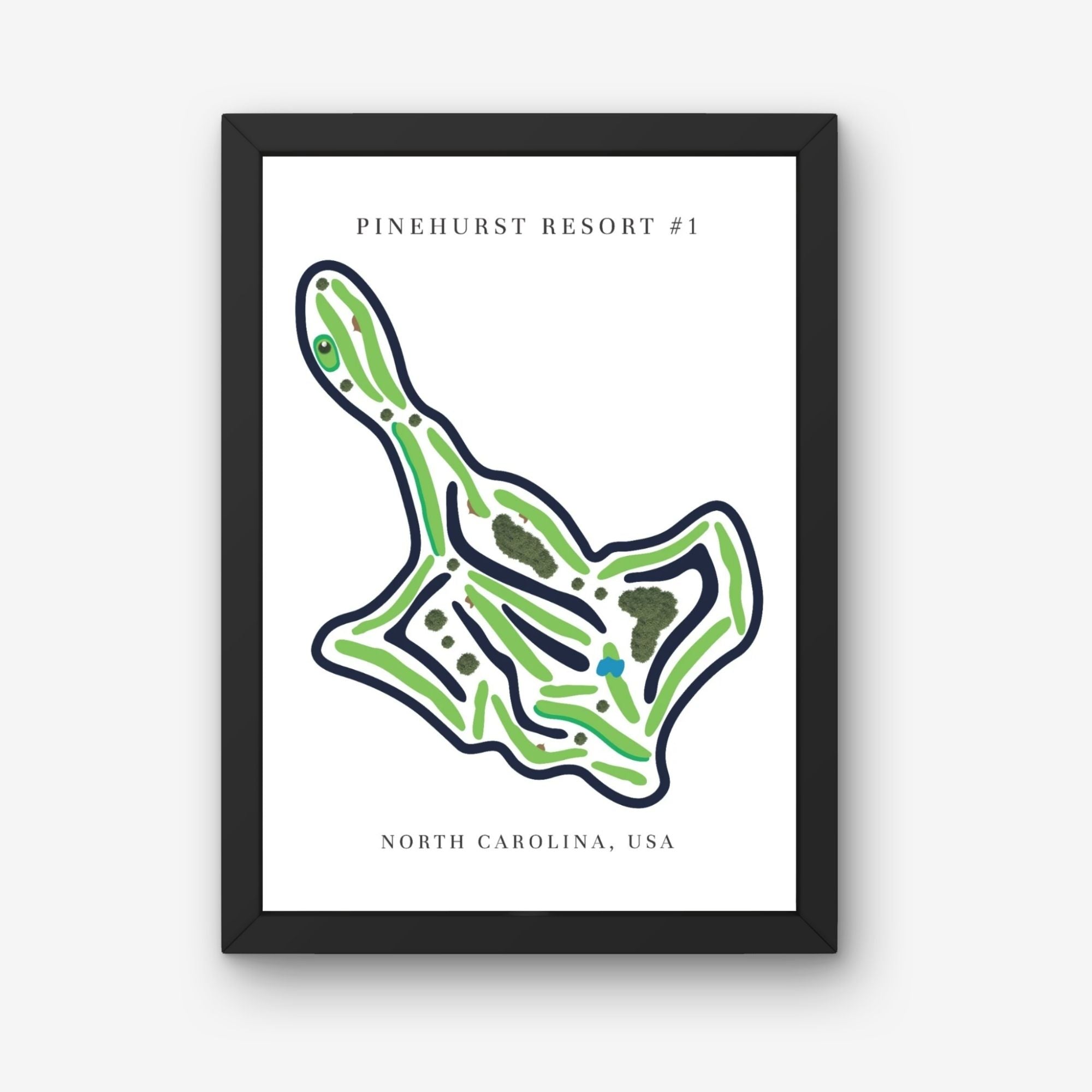Pinehurst Resort #1 Golf Course Prints, North Carolina, Golf Map Artwork