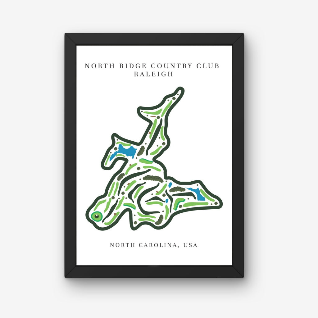 North Ridge Country Club Golf Course Print, North Carolina, Golf Map Artworks