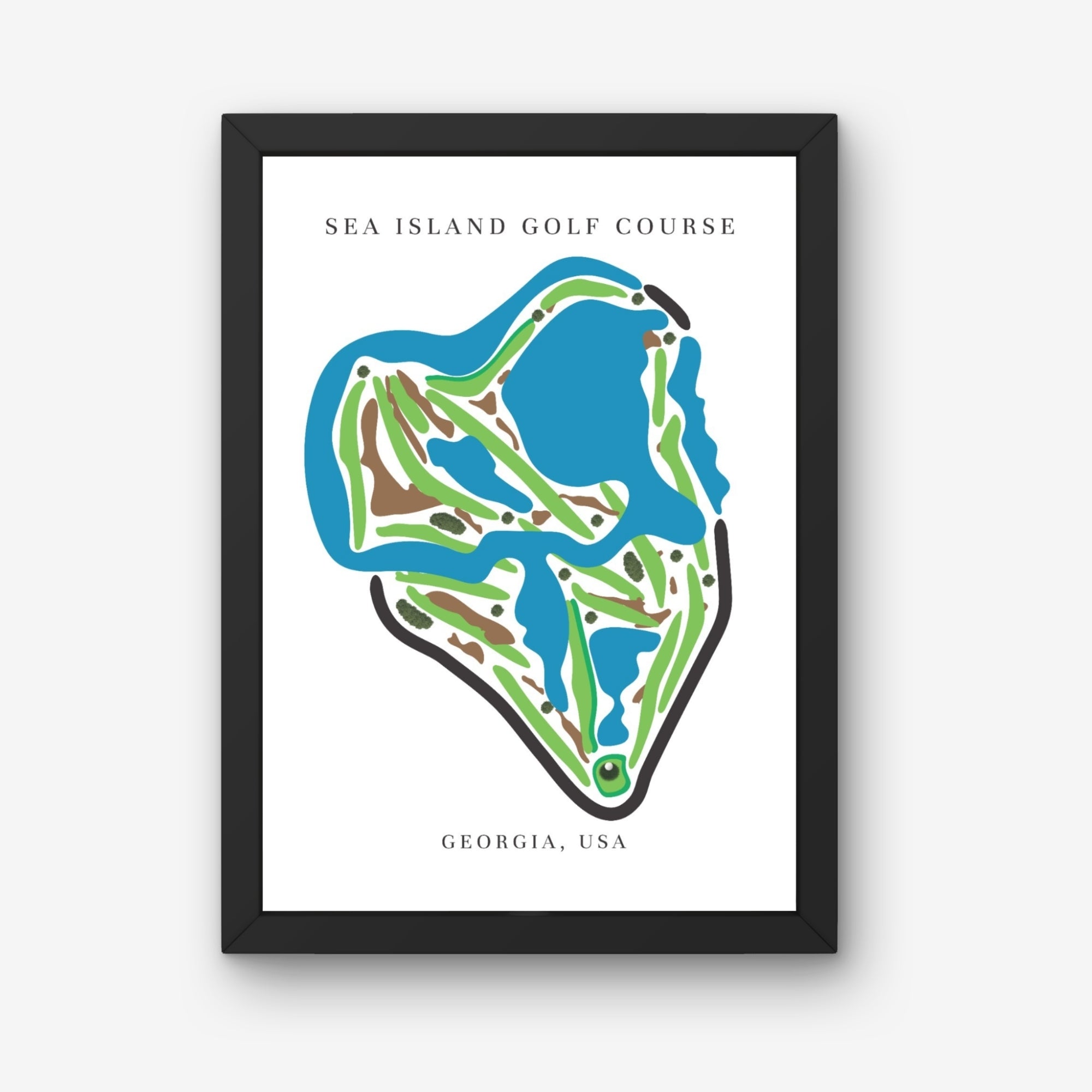 Sea Island Golf Course Prints, Georgia, Golf Map Artwork