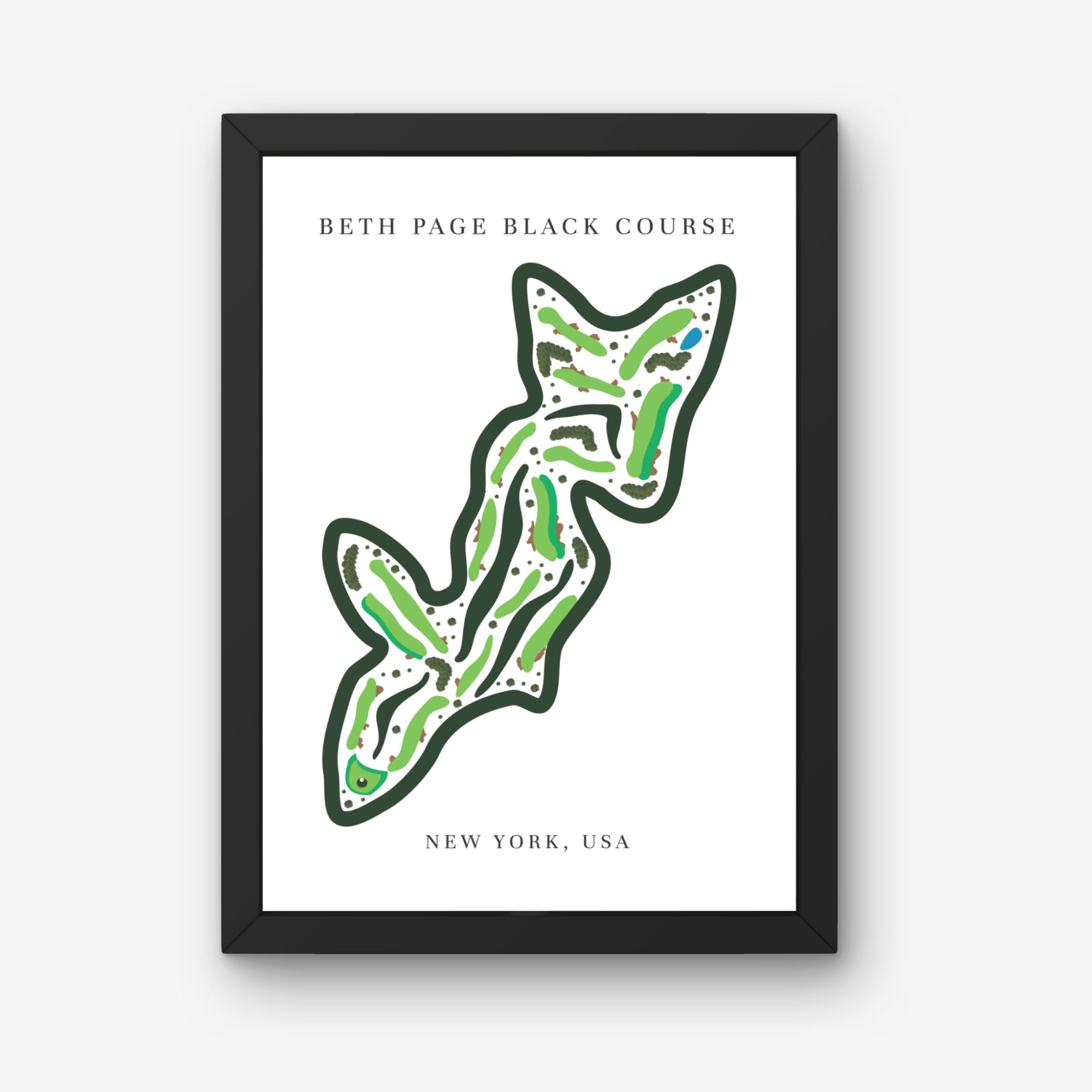 Beth Page Black Golf Course Print, New York, Golf Map Artworks