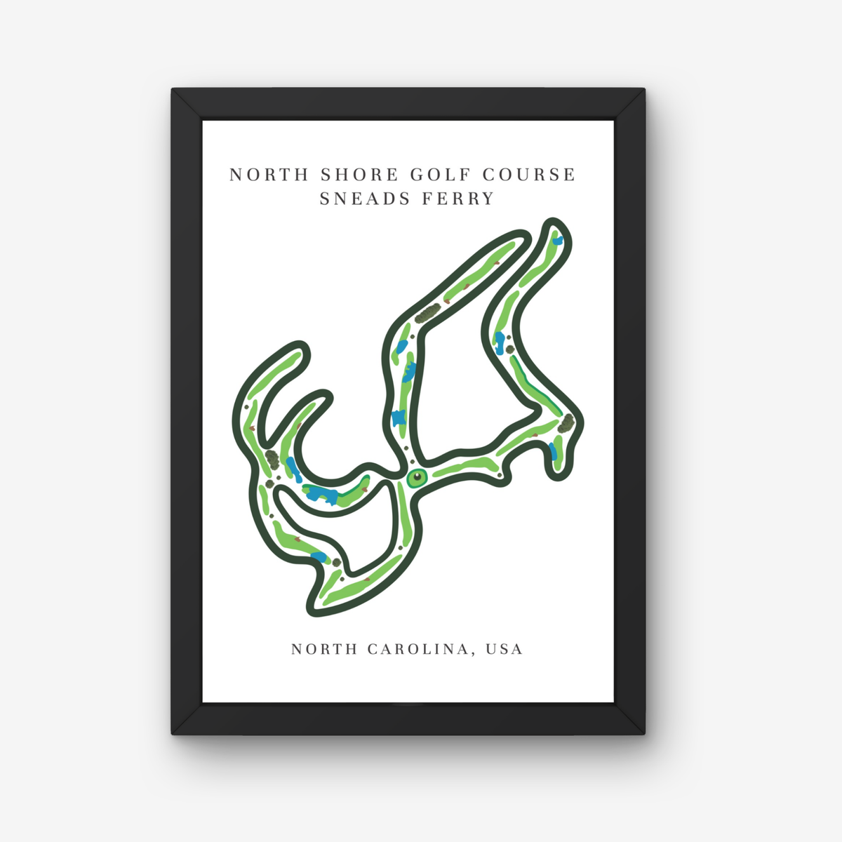 North Shore Golf Course Golf Course Prints, North Carolina, Golf Map Artwork
