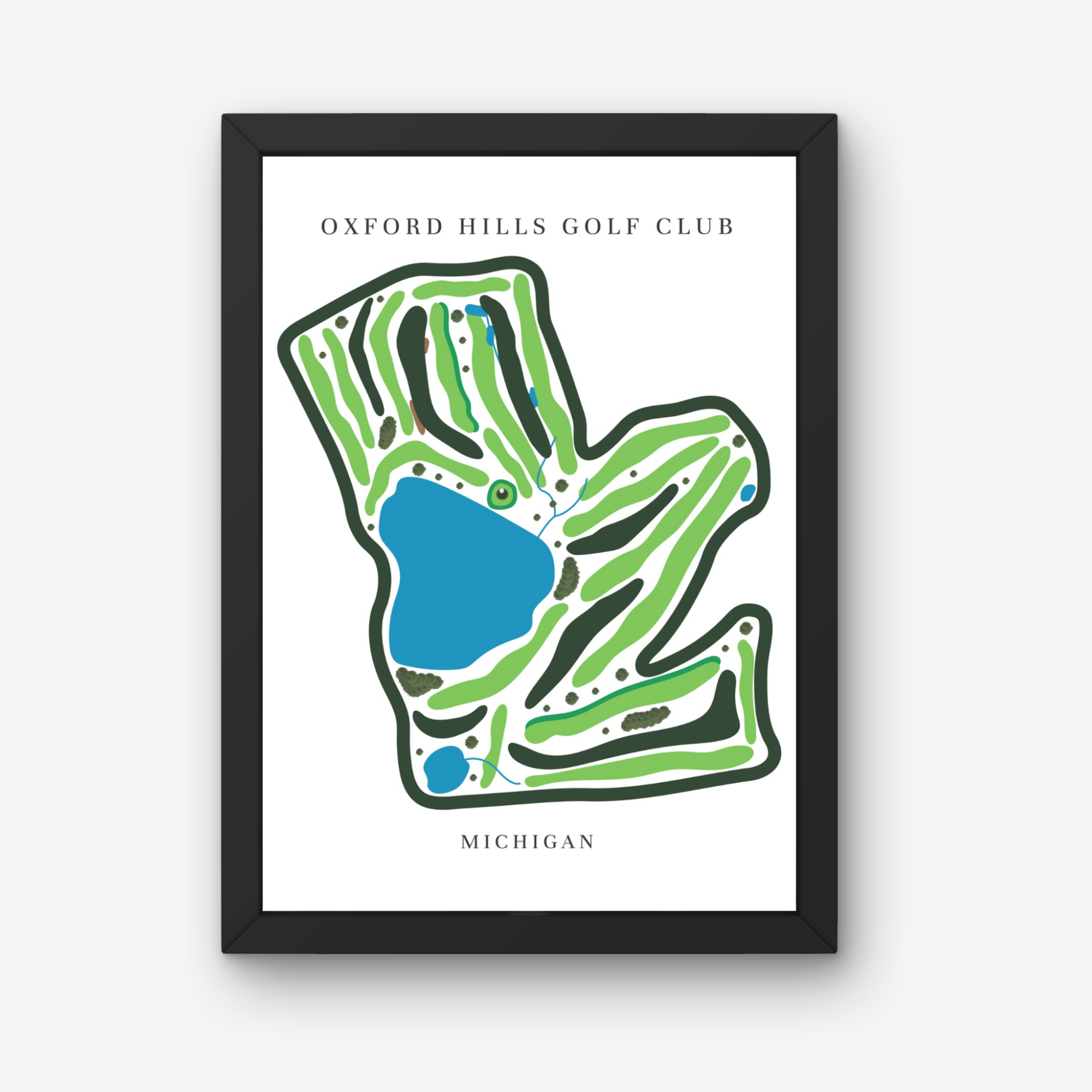 Oxford Hills Golf Club Golf Course Prints, Michigan, Golf Map Artwork