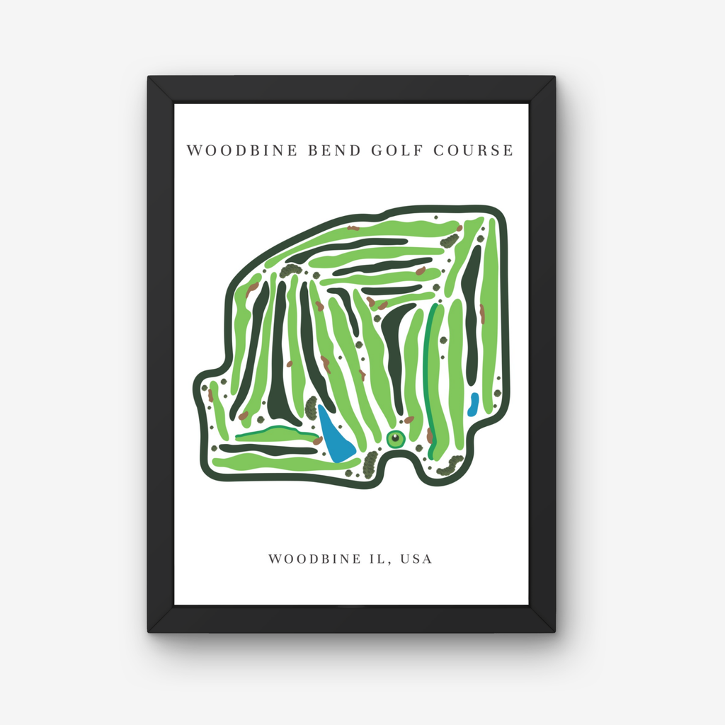 Woodbine Bend Golf Course Golf Course Prints, Illinois, Golf Map Artwork