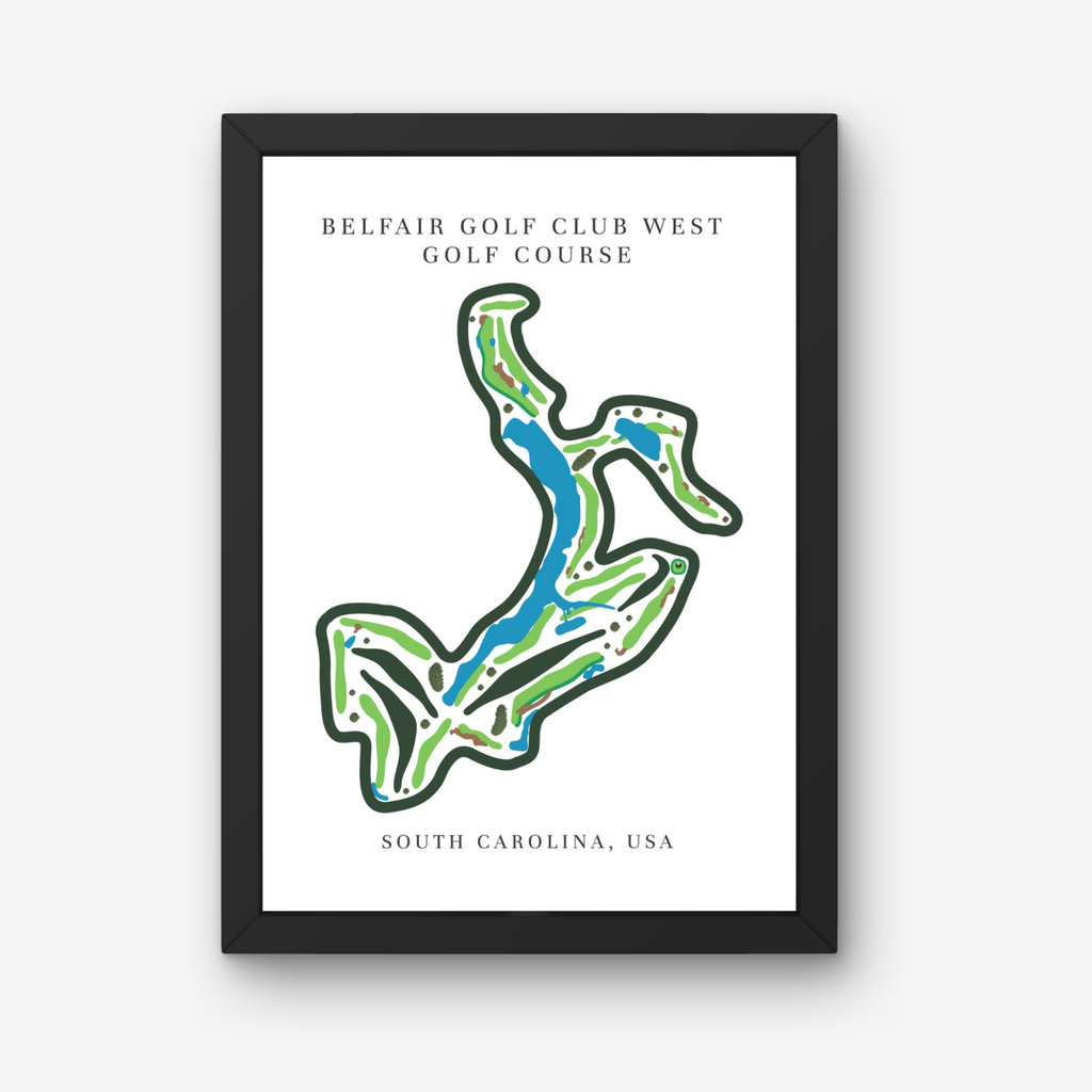 Belfair Golf Club West Golf Course Prints, South Carolina, Golf Map Artwork
