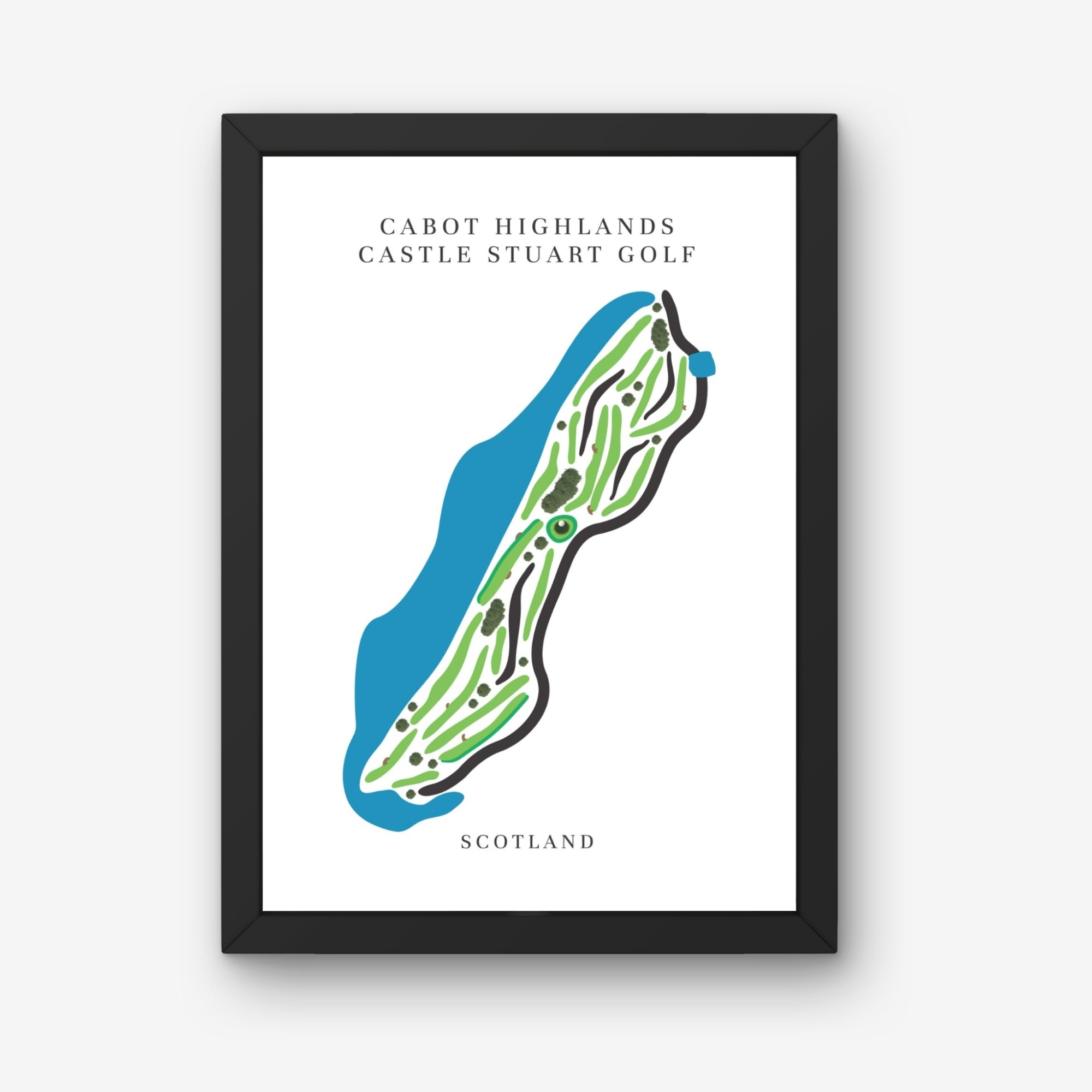Cabot Highlands Castle Stuart Golf Course Prints, Scotland, Golf Map Artwork