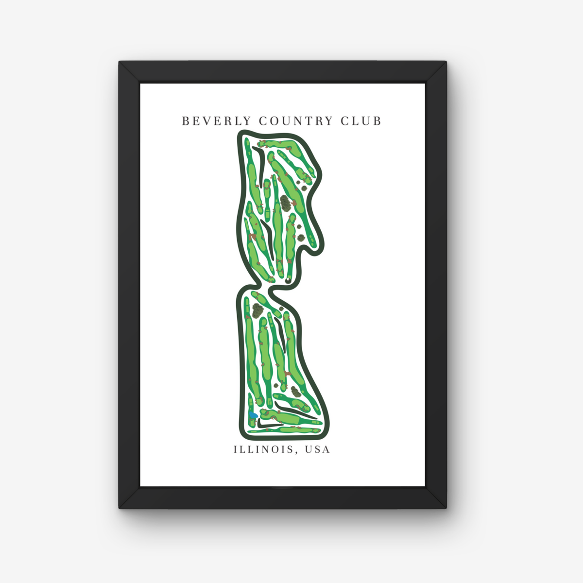 Beverly Country Club Golf Course Prints, Illinois, Golf Map Artwork