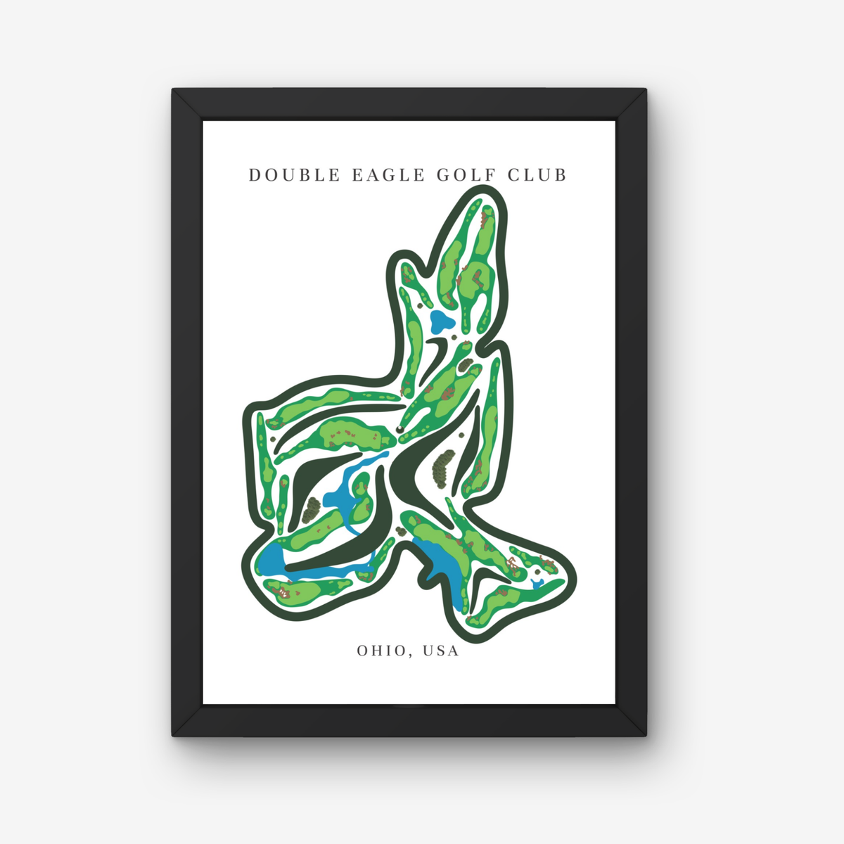 Double Eagle Golf Club Golf Course Prints, Ohio, Golf Map Artwork