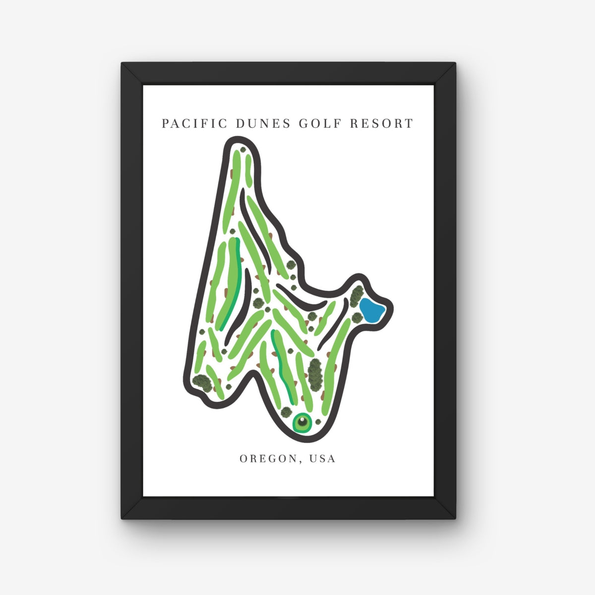 Pacific Dunes Golf Resort Golf Course Prints, Oregon, Golf Map Artwork