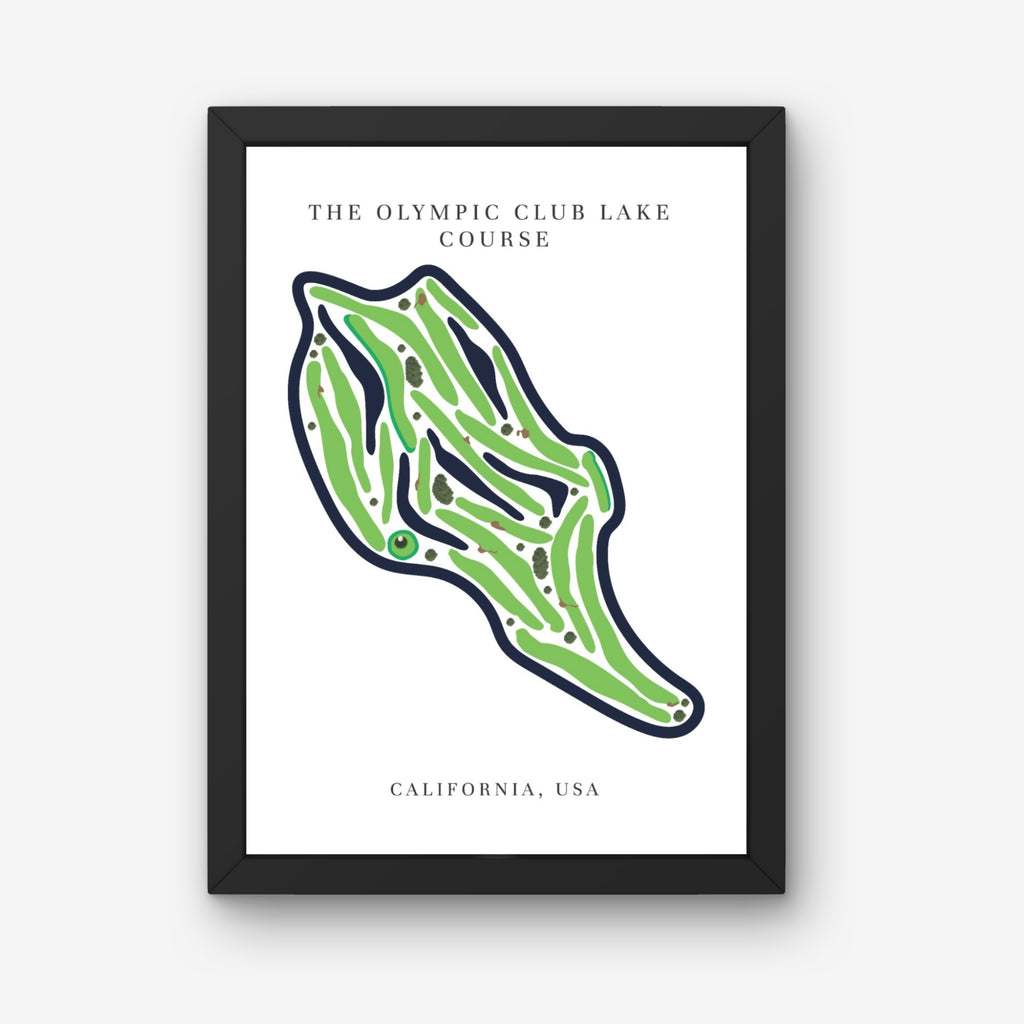 The Olympic Club Lake Course Golf Course Prints, California, Golf Map Artwork
