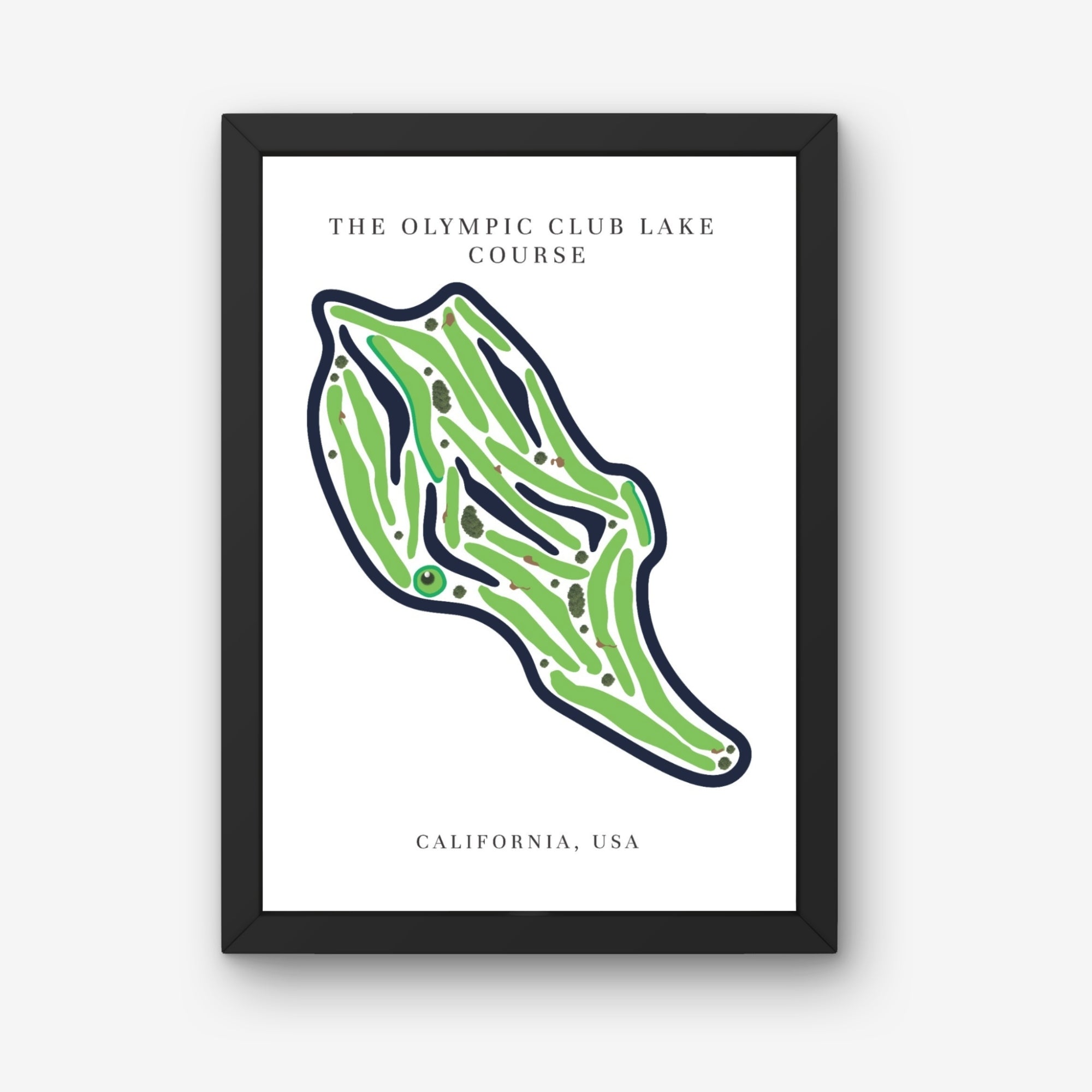 The Olympic Club Lake Course Golf Course Prints, California, Golf Map Artwork