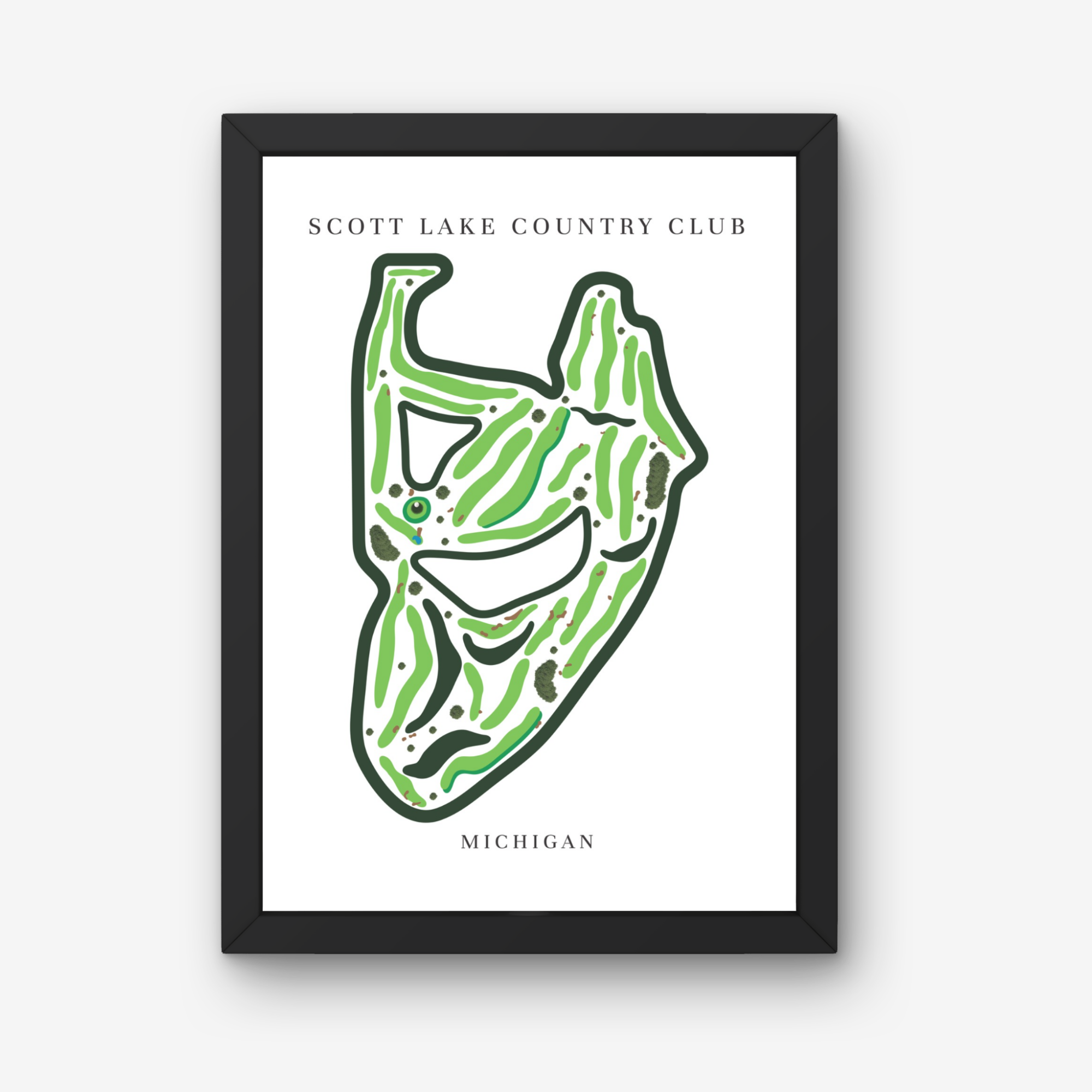 Scott Lake Country Club Golf Course Prints, Michigan, Golf Map Artwork