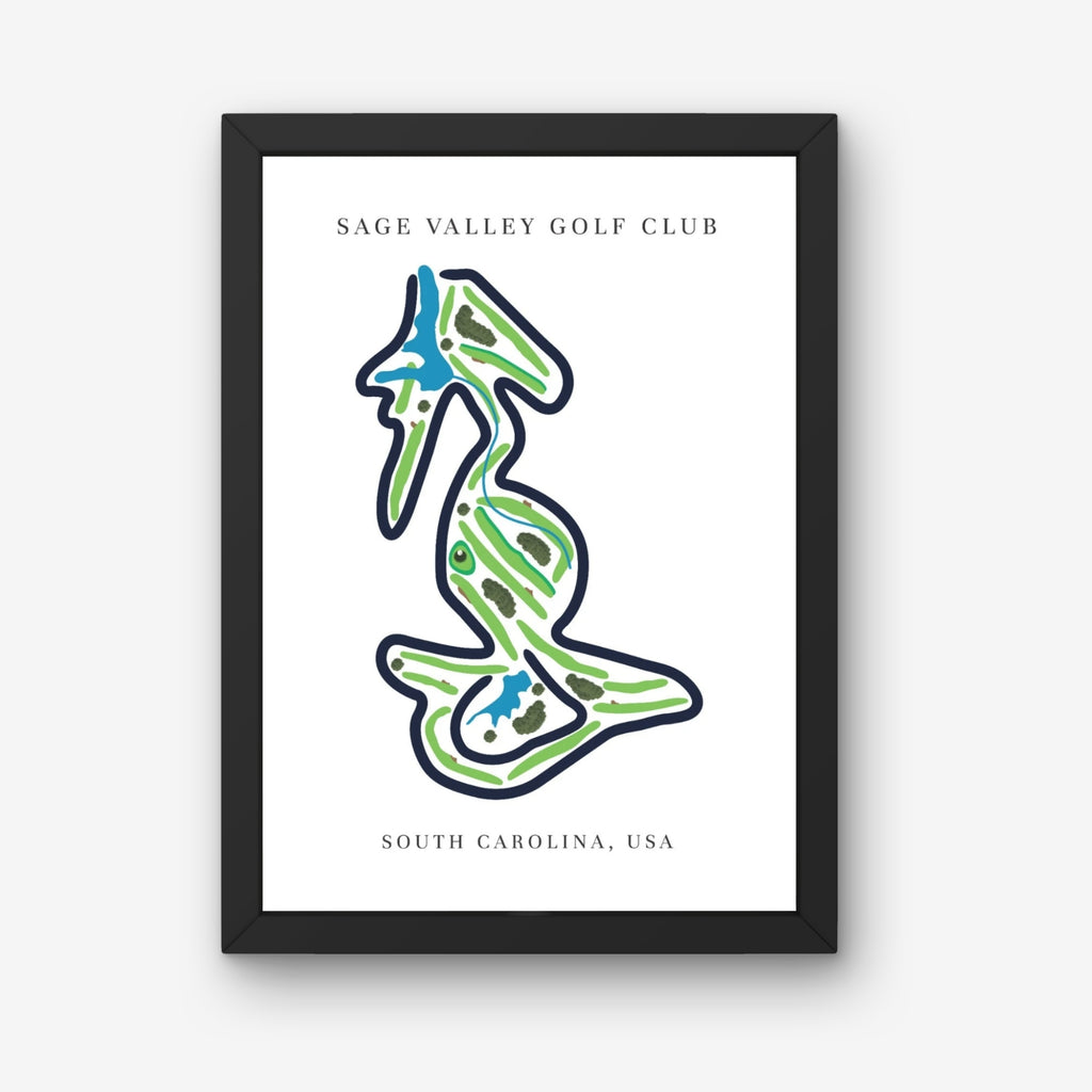 Sage Valley Golf Club Golf Course Prints, South Carolina, Golf Map Artwork