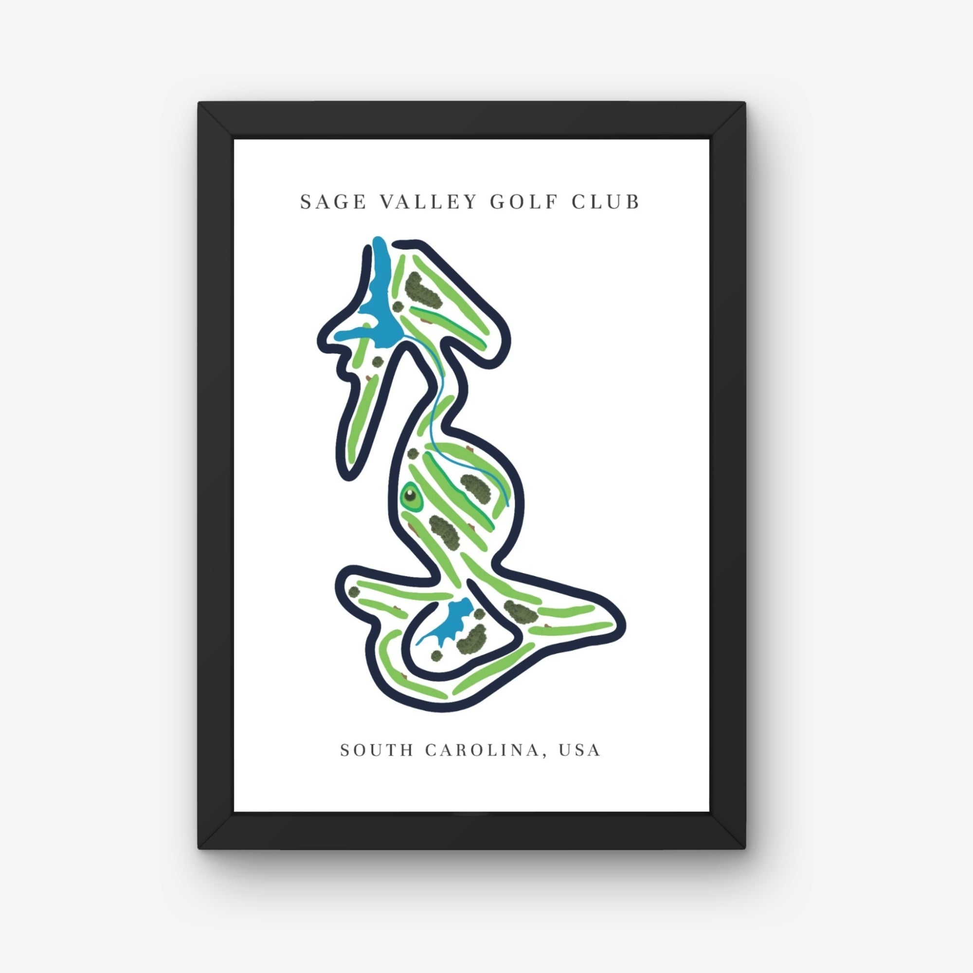 Sage Valley Golf Club Golf Course Prints, South Carolina, Golf Map Artwork