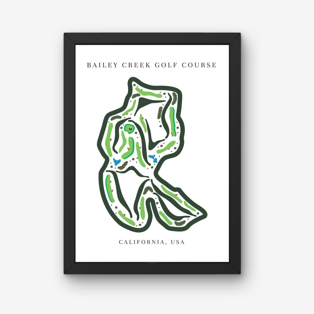 Bailey Creek Golf Course Print, California, Golf Map Artworks