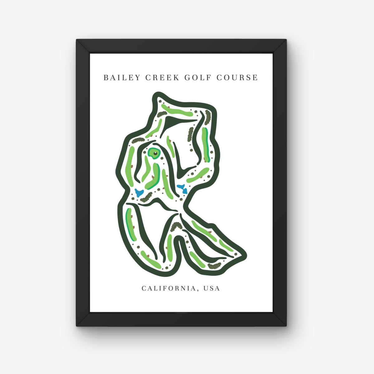 Bailey Creek Golf Course Print, California, Golf Map Artworks