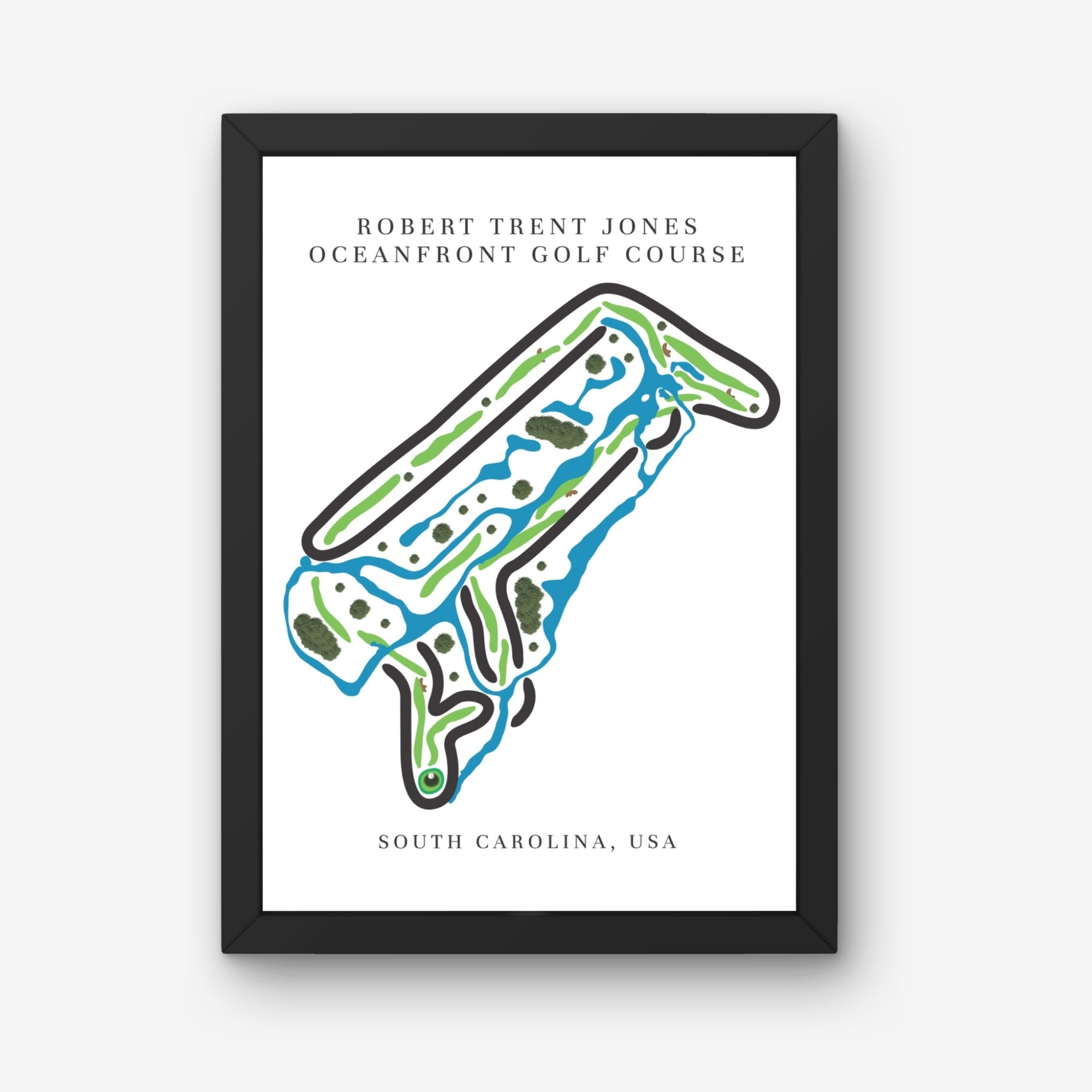 Robert Trent Jones Oceanfront Golf Course Prints, South Carolina, Golf Map Artwork