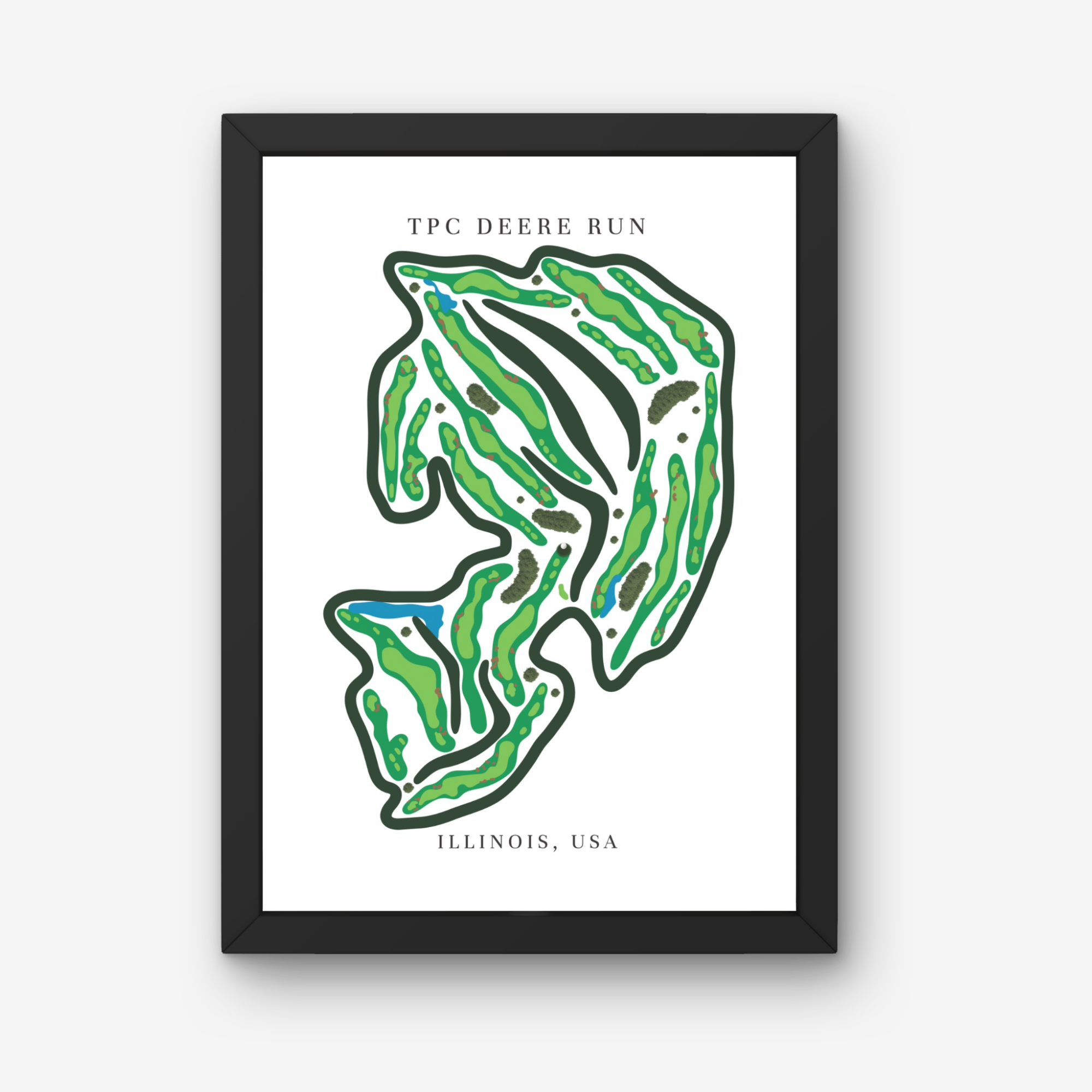 TPC Deere Run Golf Course Prints, Illinois, Golf Map Artwork