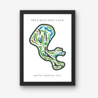 True Blue Golf Club Golf Course Prints, South Carolina, Golf Map Artwork