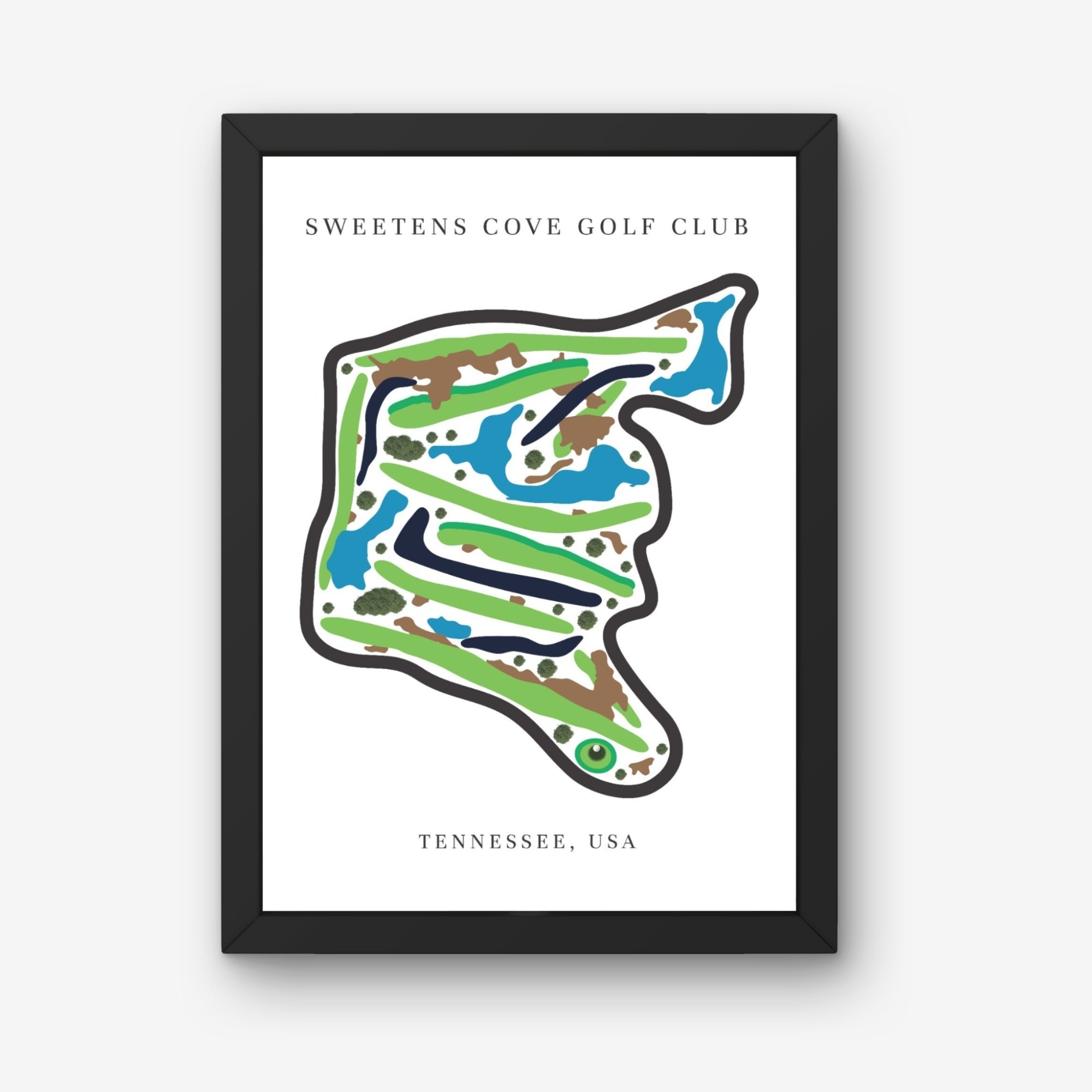Sweetens Cove Golf Club Golf Course Prints, Tennessee, Golf Map Artwork