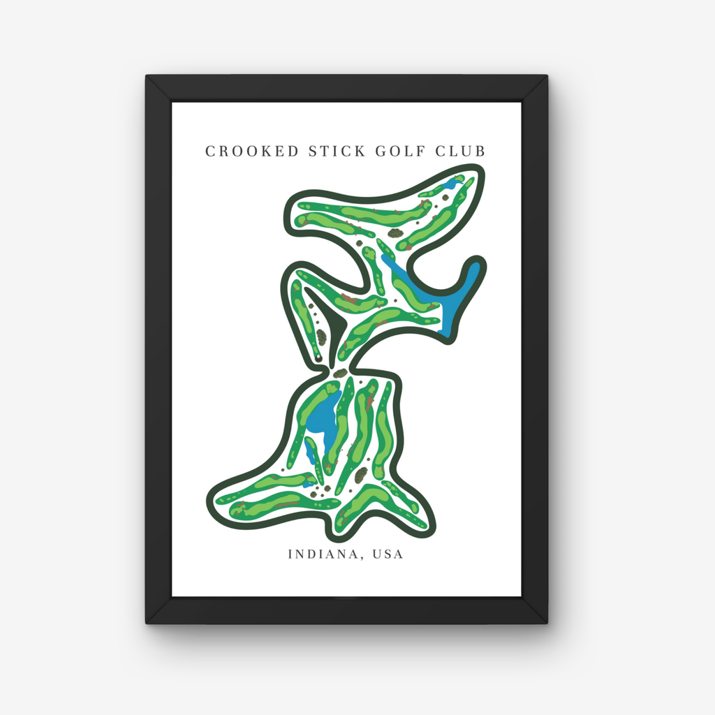 Crooked Stick Golf Club Golf Course Prints, Indiana, Golf Map Artwork