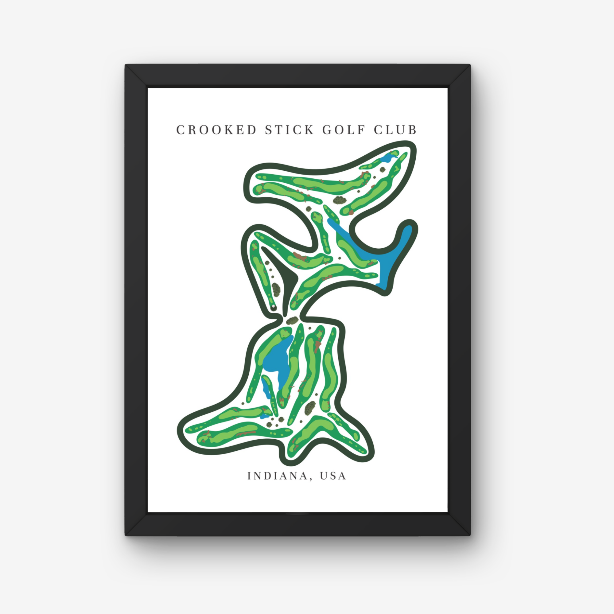 Crooked Stick Golf Club Golf Course Prints, Indiana, Golf Map Artwork