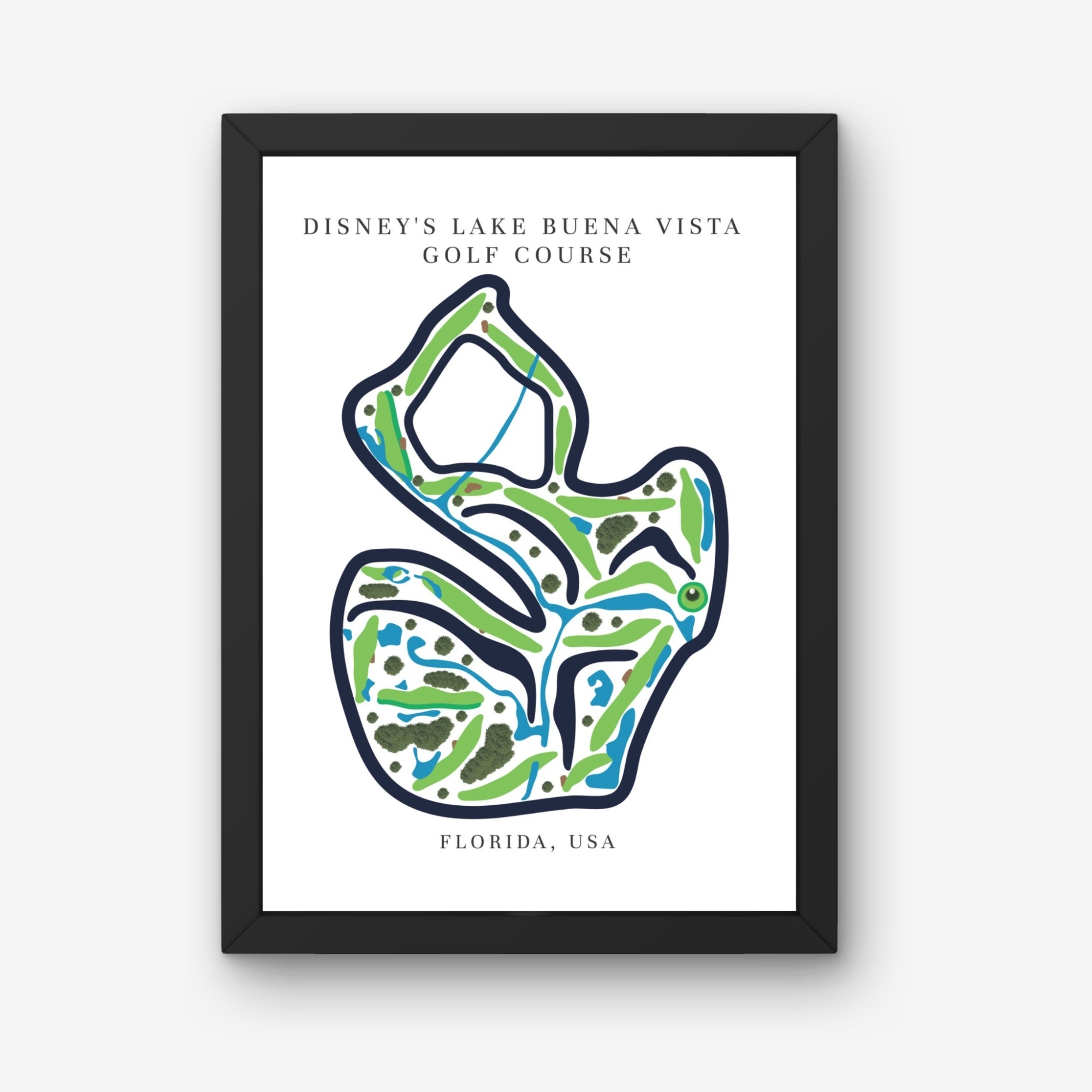 Disney's Lake Buena Vista Golf Course Prints, Florida, Golf Map Artwork